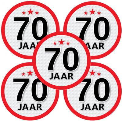 70 jaar leeftijd sticker - 10x - rond - Dia 15 cm - 70 jaar verjaardag - jubileum - leeftijd versiering