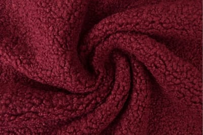 10 meter teddy bont stof - Bordeaux rood - 160cm breed