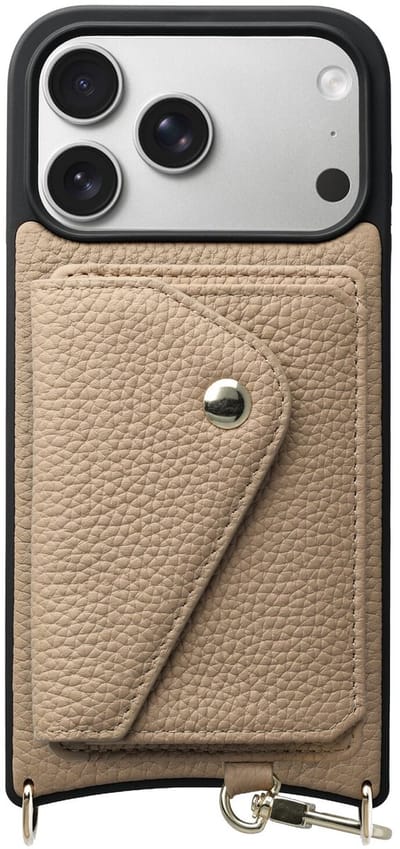 AVY Leren Hoesje Geschikt voor Apple iPhone 17 Pro | Met Magnetische Kaarthouder | Compatibel met MagSafe | Leather Case met Wallet | Beige