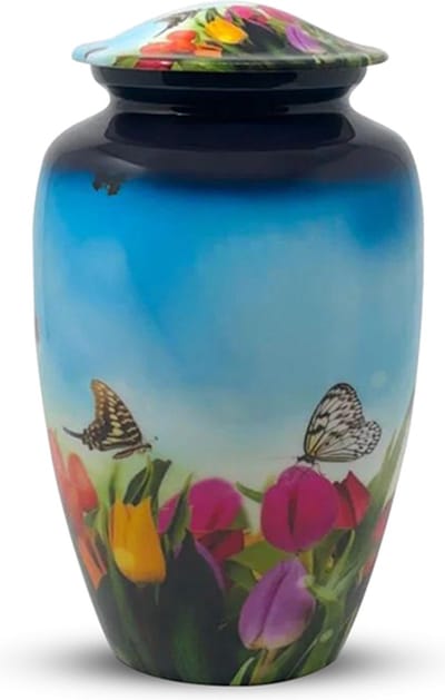 XXL As Urn - 3.5 Liter - Crematie Urn - Uniek - Voor Huisdieren of Menselijk As - Crematie As - Mini Urn - Decoratie Urn - Beautiful Flowers