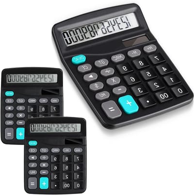 Bureaurekenmachine Set - Rekenhulp Kantoor - Dagelijkse Berekeningen - Groot LCD Display - 12 x 15 cm - Zwart