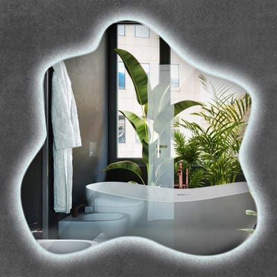 Wallfluent LED Spiegel - Sierspiegel LED Spiegel - 58 x 58 cm - Make-up Spiegel - Moderne Wandspiegel - Koel Wit - Woonkamer gang - Badkamerspiegel - Muurspiegel slaapkamer - Inclusief montageset - Koelen Spiegel - Miroir