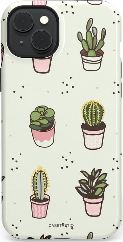 Casetastic Hoesje Geschikt voor Apple iPhone 15 Plus Magsafe - Stijlvolle Beschermende Duo-layer Case - Familie Cactus