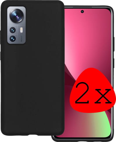 Hoesje 2 Stuks - Geschikt voor Xiaomi 12 - Sterk & Shockproof - Case Siliconen - Back Cover - Telefoon Hoes - Zwart