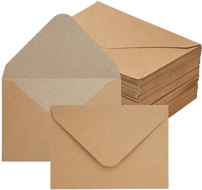 Dailygoods- Enveloppen 50 stuks - Kraftpapier 130 g/m² - 17,6 x 12,5 cm - Blanco pocketfold - Verjaardagskaarten - Huwelijksuitnodigingen - Robuust en duurzaam - Brievenveloppen