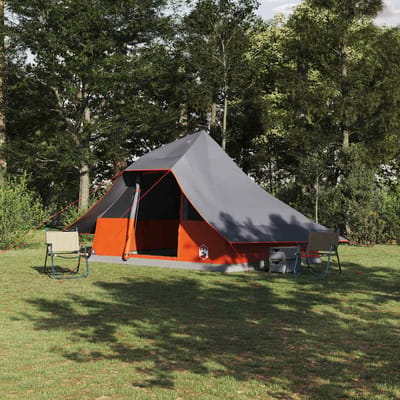 vidaXL Tipi Tent met dak Grijs en Oranje 364 x 281 x 257 cm taft