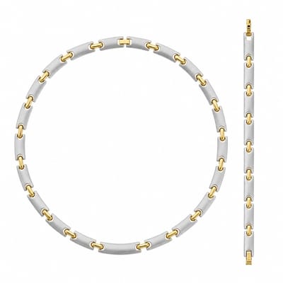 Bicolor sieradenset dames ketting armband zilver goudkleurig – cadeau vrouw – nikkelvrij – matte schakelketting – geschenkverpakking – cadeau voor vriendin
