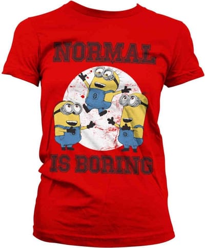 Minions Dames Tshirt -S- Normal Life Is Boring Rood