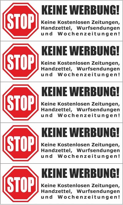 Witte brievenbus stickers 105x35 mm - Geen gratis kranten en ongewenste reclame