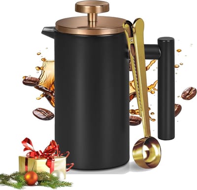 Koffiezetapparaat - Koffiepers - Verse Koffie - Dubbelwandig Roestvrij Staal - 350 ml - Zwart