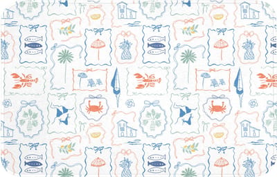 Badmat 80x50 cm - Antislip - Patroon - Zomer - Illustraties - Badmatten voor badkamer - Badkamermat - Douchemat - Badkamer mat
