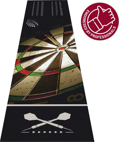 Studio M Dartmat - Inclusief Uitwerpschema - 57 x 270 cm - Zwart - Extra Comfort - Inclusief Oche - Antislip - Dartmat voor onder Dartbord - Aangeprezen door Professionele Spelers - Dartmatten - Cadeautip