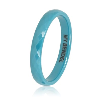 My Bendel - MB3736 - Keramiek Blauw - Keramieken Ring • Facet Geslepen • 3 Mm • Blauw - met Luxe Cadeauverpakking | Sieraden Voor Dames | Maat 17.00 Mm / Maat 53