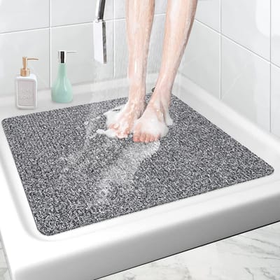 Antislip Douchemat 60x60 cm - PVC Luffa Badmat voor Kinderen en Senioren - Zwart-Wit