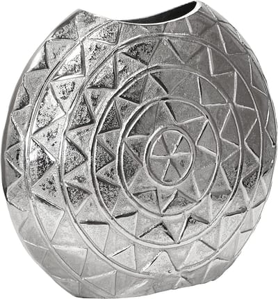 Vaas bloemenvaas voor kunstbloemen, pokalvaas, decoratieve vaas, plantenpot, aluminium zilver, decoratief modern, van metaal, woonkamer en keuken, 43 cm of 51 cm (51 x 11 x 46 cm)