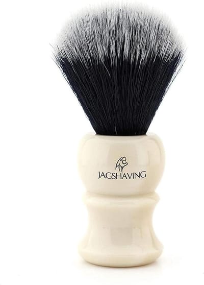 Synthetische scheerkwast voor herenverzorging met gebroken wit handvat - Cadeau voor mannen (scheerkwast met lange steel)