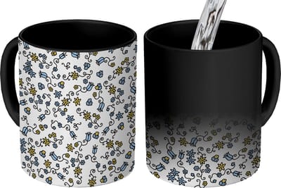 Magische Mok - Foto op Warmte Mokken - Koffiemok - Meisje - Bloemen - Patronen - Girl - Kids - Kinderen - Kindje - Magic Mok - Beker - 350 ML - Theemok
