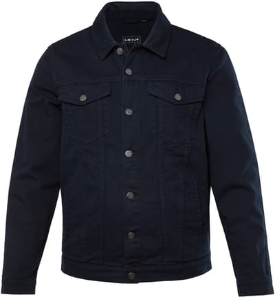 Men Plus - Heren - Jeansjack gekleurd denim borstzakken - Navy blauw - Maat L