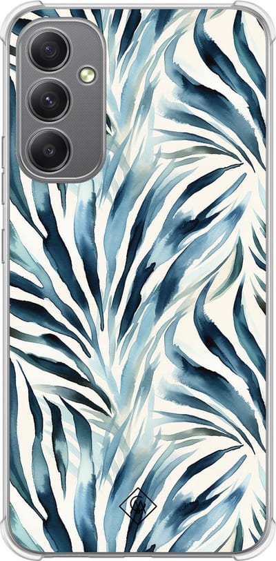 Casimoda® hoesje - Geschikt voor Samsung Galaxy A34 - Japandi Waves - Shockproof case - Extra sterk - TPU/polycarbonaat - Blauw, Transparant