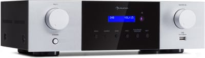 Auna AMP-4000 DAB HiFi-stereoversterker, DAB+-radio, Stereoversterker, USB, Afstandsbediening, Versterker met LED-display, HiFi-versterker, zwart-wit