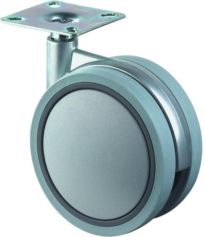 Zwenkwiel Dubbel 40Mm Kunststof Zilvergrijs