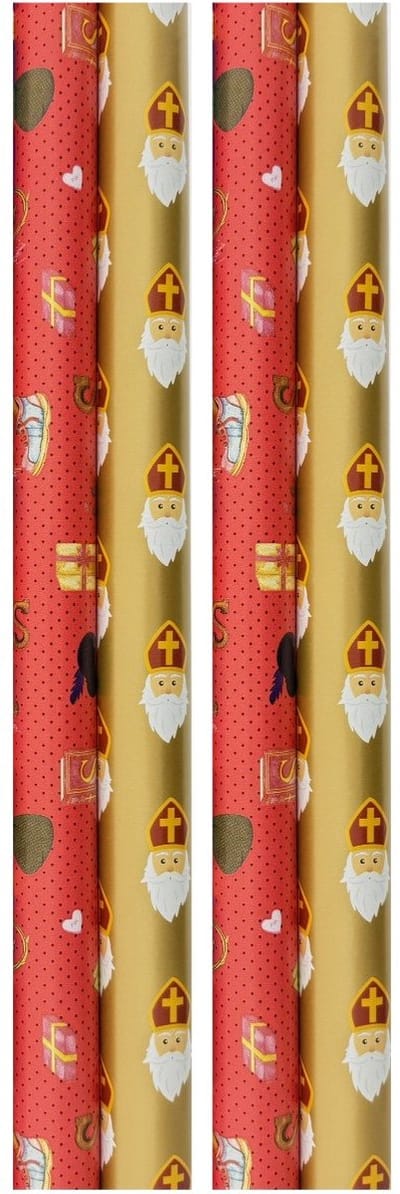 Sinterklaas inpakpapier cadeaupapier - 300 x 100 cm - 4 rollen