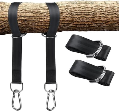 Ophangriemen Schommel Hangmat - Bevestigingsbanden Tuin - Buiten Ontspannen - Versterkt Nylon 450kg - 50 cm Lengte - Zwart