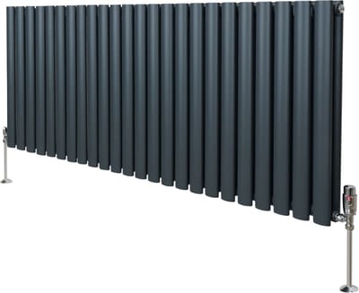 Ovale kolomradiator & trv - antraciet grijs - 600x1440mm - ce-ukca