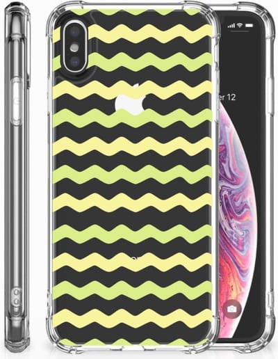 Apple iPhone Xs Max Doorzichtige Silicone Hoesje Waves Yellow