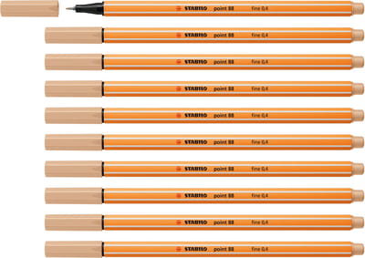 STABILO point 88 - Premium Fineliner - Fine 0,4 mm – Nude– Doos 10 stuks
