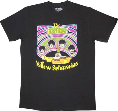 The Beatles - Yellow Submarine Heads in Circles v2 Heren T-shirt - S - Zwart