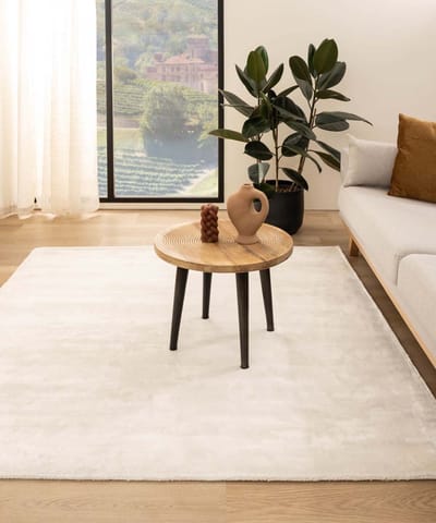 Viscose vloerkleed vierkant - Pearl wit 100x100