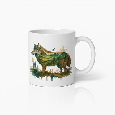 Wolf Natuur Kunst Koffiemok – Wildernis Landschap Dierenliefhebber Cadeau Beker