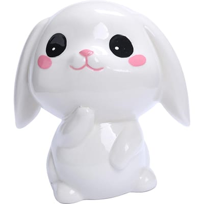Keramisch Konijn Spaarpot Konijn Beeld Konijn Sculptuur Dier Spaarpot, Muntbank voor Meisjes Jongens Kinderen Geschenk white