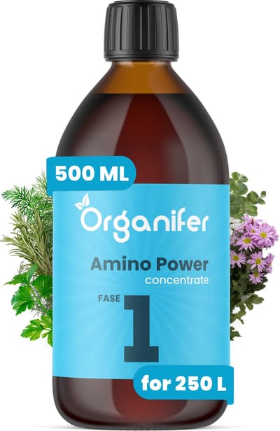 Vloeibare Meststof voor Groeifase - 500 ml concentraat ( Voor 250 liter complete plantenvoeding) - Amino Power fase 1 - o.a. voor Hydrocultuur - Binnenplanten - Tuin - Gazon - Kweken - Organifer