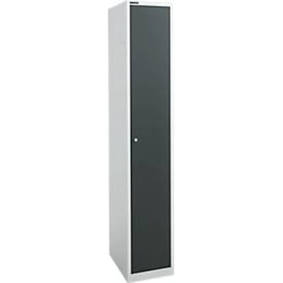 Garderobekast - metaal - 1 compartiment - L 350 x D 500 x H 1950 mm - afsluitbaar - blank aluminium en antraciet - ons merk Schäfer Shop Select
