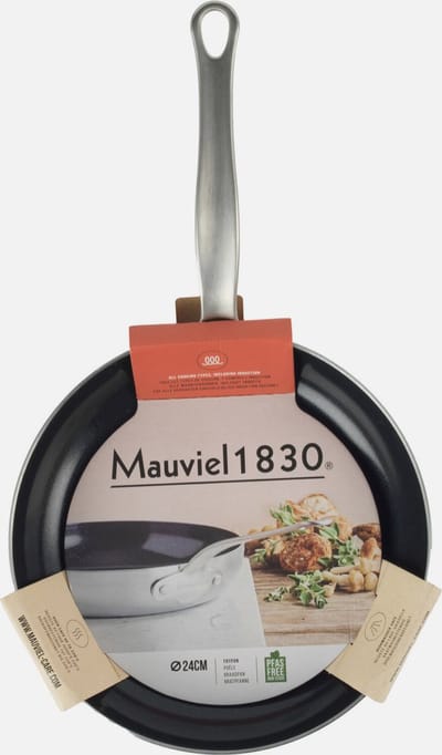 Mauviel 1830 Braadpan 24 cm – RVS/Aluminium – Zwart & Metaalzilver – Geschikt voor inductie en oven