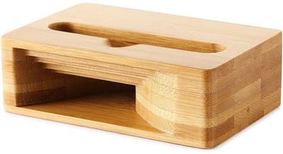 longziming -Bamboe Telefoonhouder - Houten Smartphone Stand - Geluidsversterker - Natuurlijke Geluidsbundeling - Batterijvrije Werking - Retro Houtnerf Design - Lichtgewicht Draagbaarheid - 1 Stuk