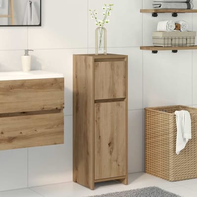 vidaXL - Badkamerkast - 30x30x95 - cm - bewerkt - hout - artisanaal - eikenkleur