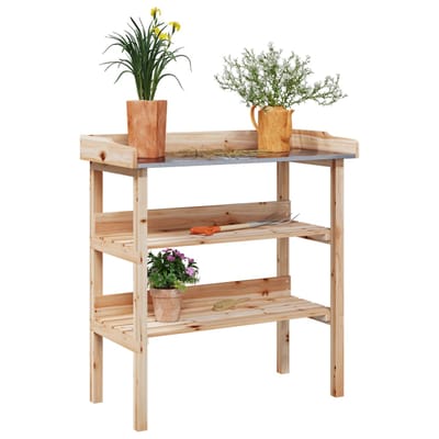 vidaXL - Plantentafel - met - schappen - 78x38x82,5 - cm - massief - vurenhout