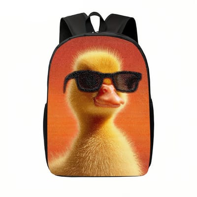 Eend met Bril Rugzak | Eendenpatroon Rugtas | Schattige Rugtas | Gave Rugzak | Dieren Rugzak | Rugzak Meisjes | Rugzak Jongens | Coole Eenden Rugtas | 20 liter | Kinder Rugzak