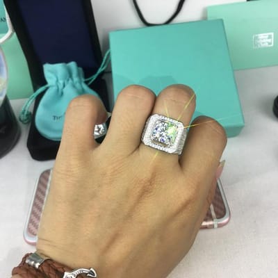 Bague en argent Sterling 925 Vs2 2 Carats Cc Zircon pour hommes, Anillos Bizuteria, pierres précieuses en argent 925, Bijoux pour femmes 10 blanc