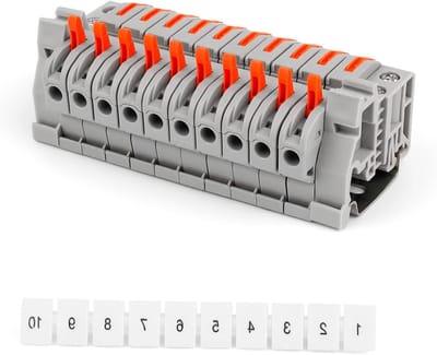 Set van 10 Rij Klemmen voor Elektrische Installatie, Geschikt voor DIN Rail, Verbindingselementen, Hat Rail en Tak Klemmen, 0.08-4 mm²
