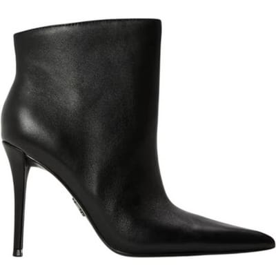 Steve Madden Leren enkellaarsjes met naaldhak voor dames (Zwart)