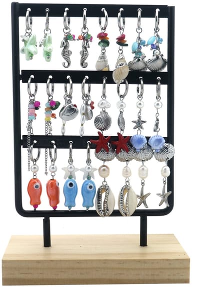 Oorbellen Zeeleven – Edelstaal – 12 stuks – Zilverkleurig