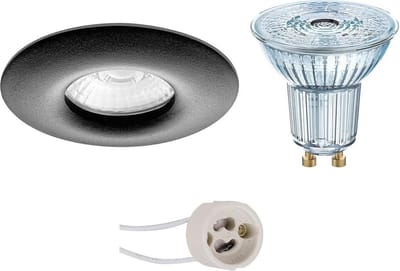 LED Spot Set - LEDVANCE Parathom PAR16 940 36D - Pragmi Luno Pro - Waterdicht IP65 - GU10 Fitting - Dimbaar - Inbouw Rond - Mat Zwart - 3.4W - Natuurlijk Wit 4000K - Ø82mm