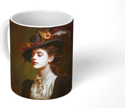 Mok - Koffiemok - Vrouw - Victoriaans - Portret - Mokken - 350 ML - Beker - Koffiemokken - Theemok