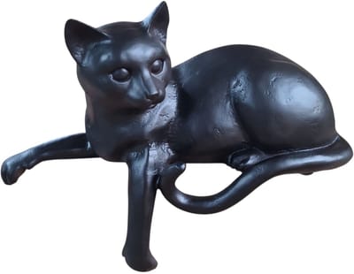 Gilde Handwerk - Beeld - Sculptuur - Kat - Poes - Polyresin - zwart- 28 cm by rawa