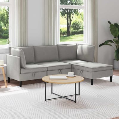 vidaXL - Woonkamer - Meubelset - 4 - st - Lichtgrijs - Stof