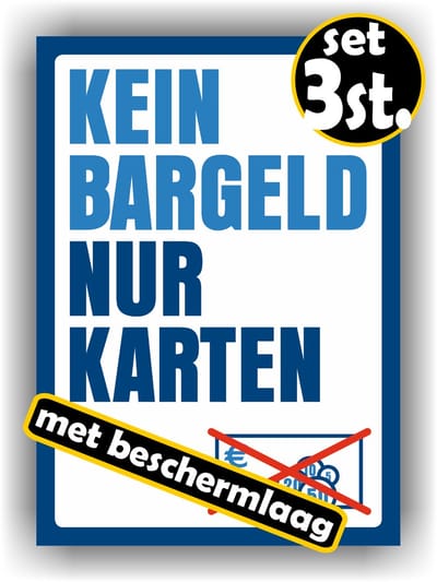 Jerma - Kassasticker - Duits - Kein Bargeld nur Karten - Sticker - 1x 14x20 - 2x 10x12 cm - Krasbestendig